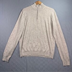 Suitsupply Sweater Mens 2XL Gray Wool Cashmere Quarter Zip Mock Neck Pullover